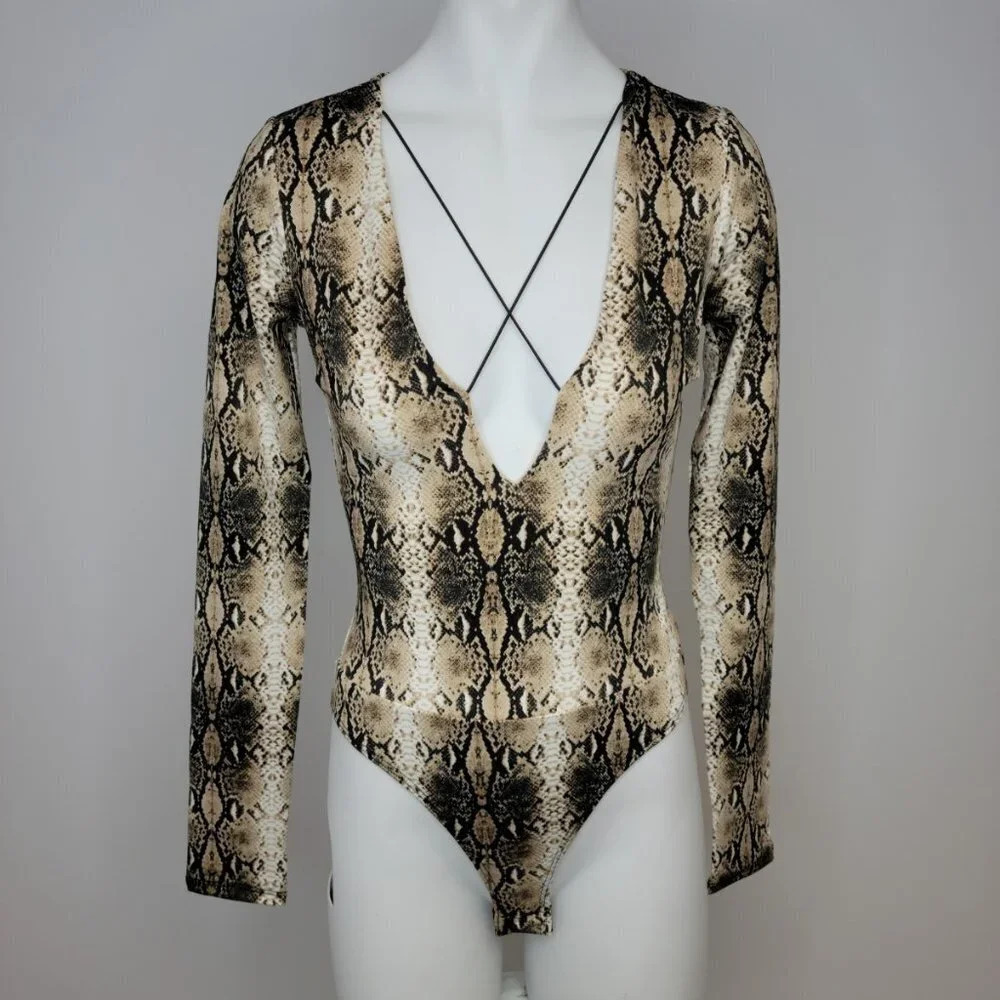 Fashion Nova Snake Print Bodysuit